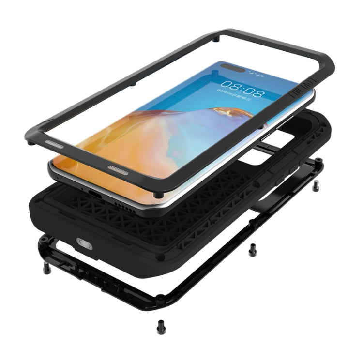 For Huawei P40 Pro LOVE MEI Metal Shockproof Waterproof Dustproof Protective Case(Black) Eurekaonline