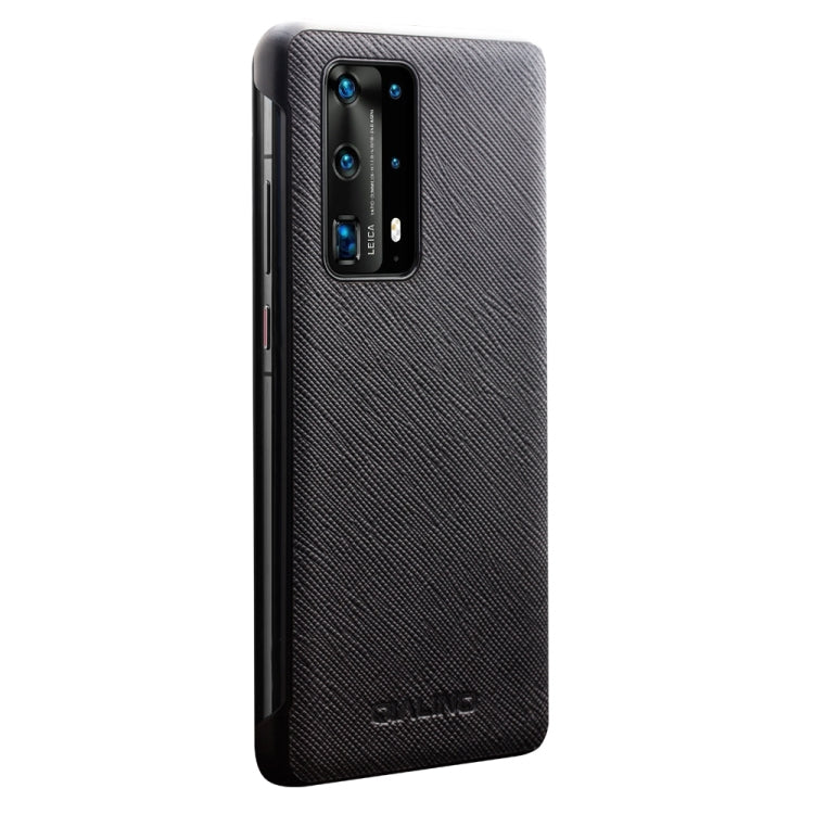 For Huawei P40 Pro QIALINO Puda Texture Side Window View Leather Phone Case(Black) Eurekaonline