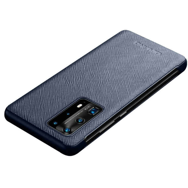 For Huawei P40 Pro QIALINO Puda Texture Side Window View Leather Phone Case(Blue) Eurekaonline