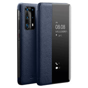 For Huawei P40 Pro QIALINO Puda Texture Side Window View Leather Phone Case(Blue) Eurekaonline