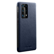 For Huawei P40 Pro QIALINO Puda Texture Side Window View Leather Phone Case(Blue) Eurekaonline