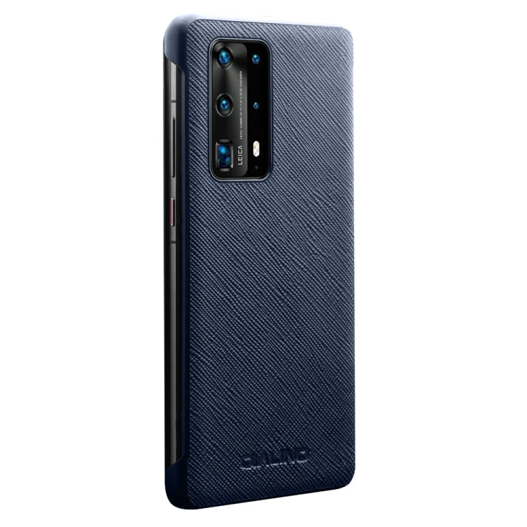 For Huawei P40 Pro QIALINO Puda Texture Side Window View Leather Phone Case(Blue) Eurekaonline