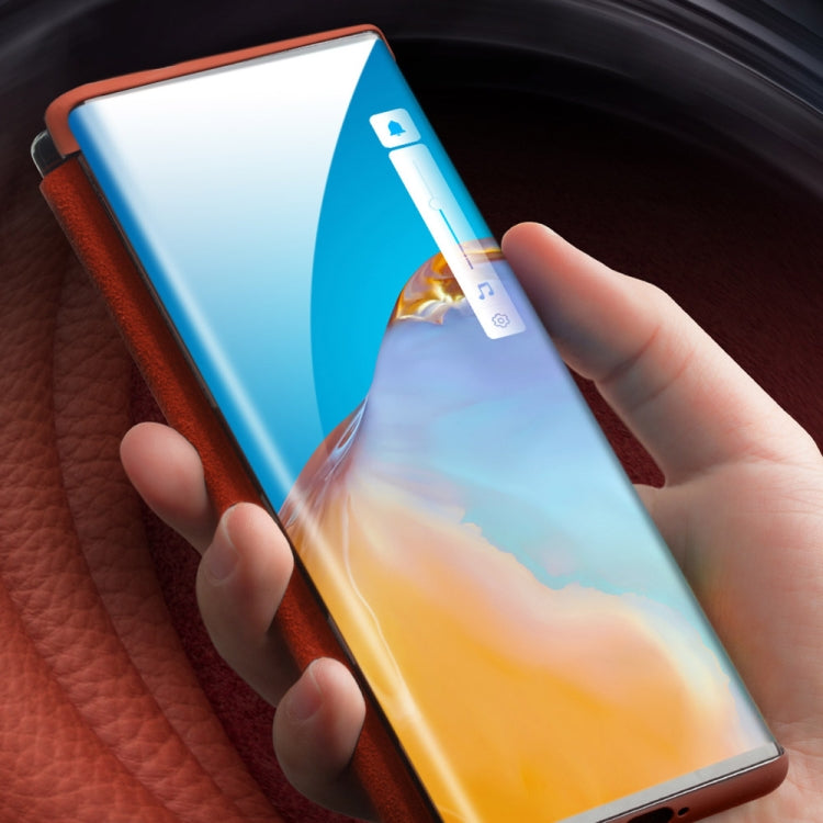 For Huawei P40 QIALINO Litchi Texture Side Window View Leather Phone Case(Orange) Eurekaonline