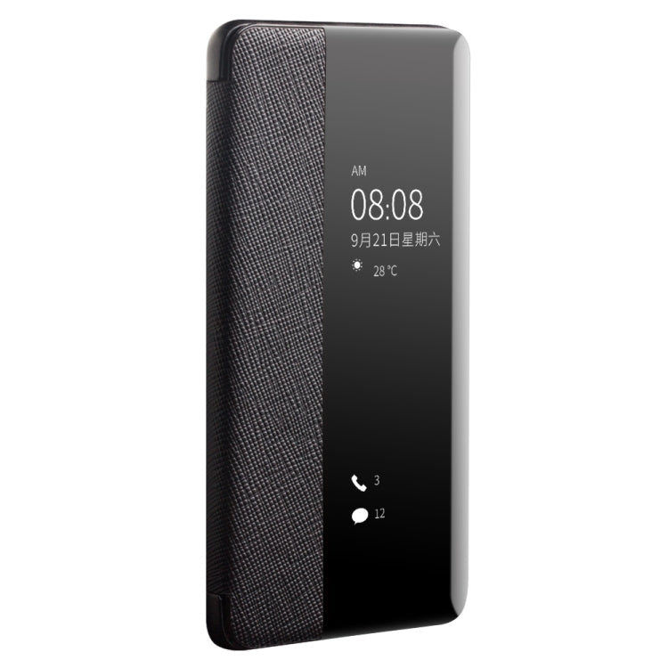 For Huawei P40 QIALINO Puda Texture Side Window View Leather Phone Case(Black) Eurekaonline