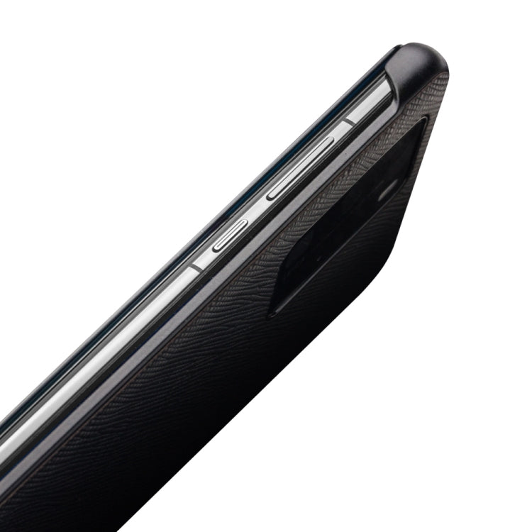 For Huawei P40 QIALINO Puda Texture Side Window View Leather Phone Case(Black) Eurekaonline