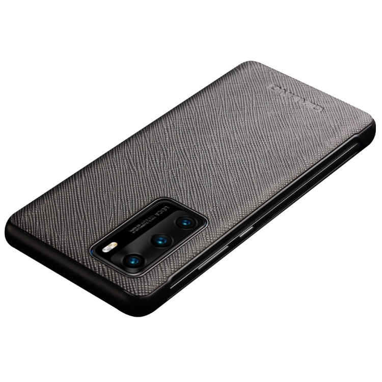 For Huawei P40 QIALINO Puda Texture Side Window View Leather Phone Case(Black) Eurekaonline