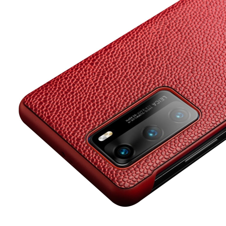 For Huawei P40 QIALINO XiangNai Texture Side Window View Leather Phone Case(Red) Eurekaonline