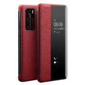 For Huawei P40 QIALINO XiangNai Texture Side Window View Leather Phone Case(Red) Eurekaonline