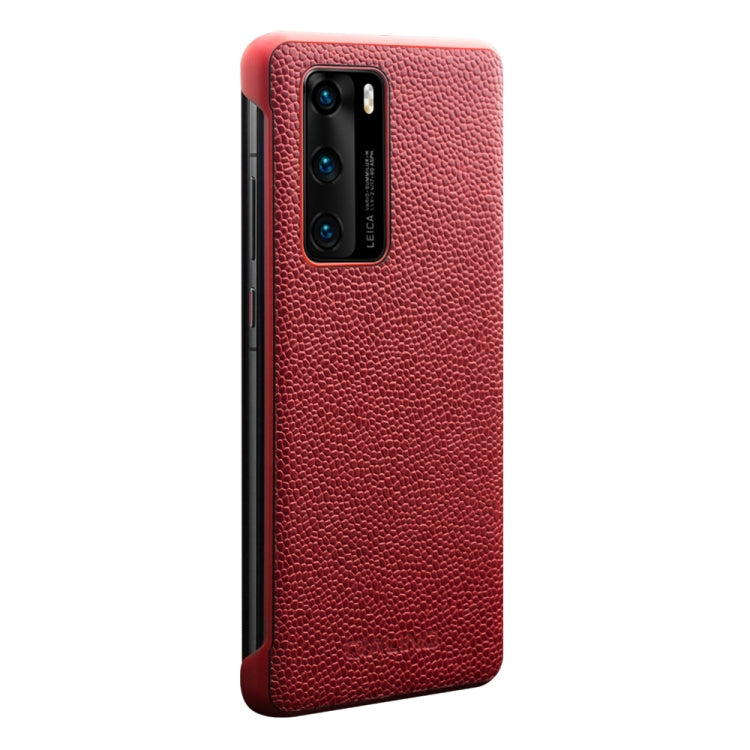 For Huawei P40 QIALINO XiangNai Texture Side Window View Leather Phone Case(Red) Eurekaonline