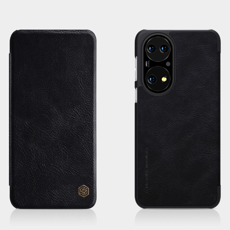 For Huawei P50 NILLKIN QIN Series Crazy Horse Texture Horizontal Flip Leather Case with Card Slot(Black) Eurekaonline