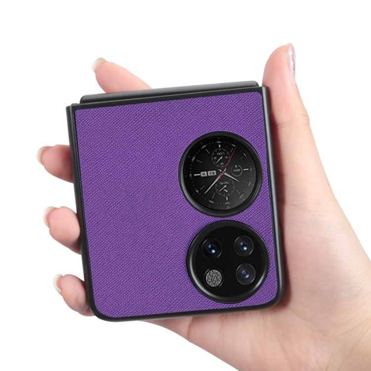 For Huawei P50 Pocket Cross Texture Phone Case(Purple) Eurekaonline