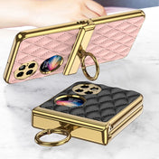 For Huawei P50 Pocket GKK Magnetic Shaft Electroplating Rhombic Plain Leather Phone Case(Black) Eurekaonline