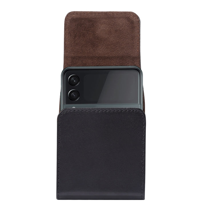 For Huawei P50 Pocket Genuine Leather Waist Hanging Phone Case(Black) Eurekaonline