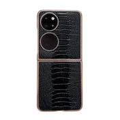 For Huawei P50 Pocket Genuine Leather Weilai Series Nano Plating Phone Case(Black) Eurekaonline
