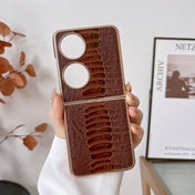 For Huawei P50 Pocket Genuine Leather Weilai Series Nano Plating Phone Case(Coffee) Eurekaonline
