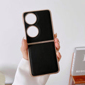 For Huawei P50 Pocket Genuine Leather Xiaoya Series Nano Plating Phone Case(Black) Eurekaonline