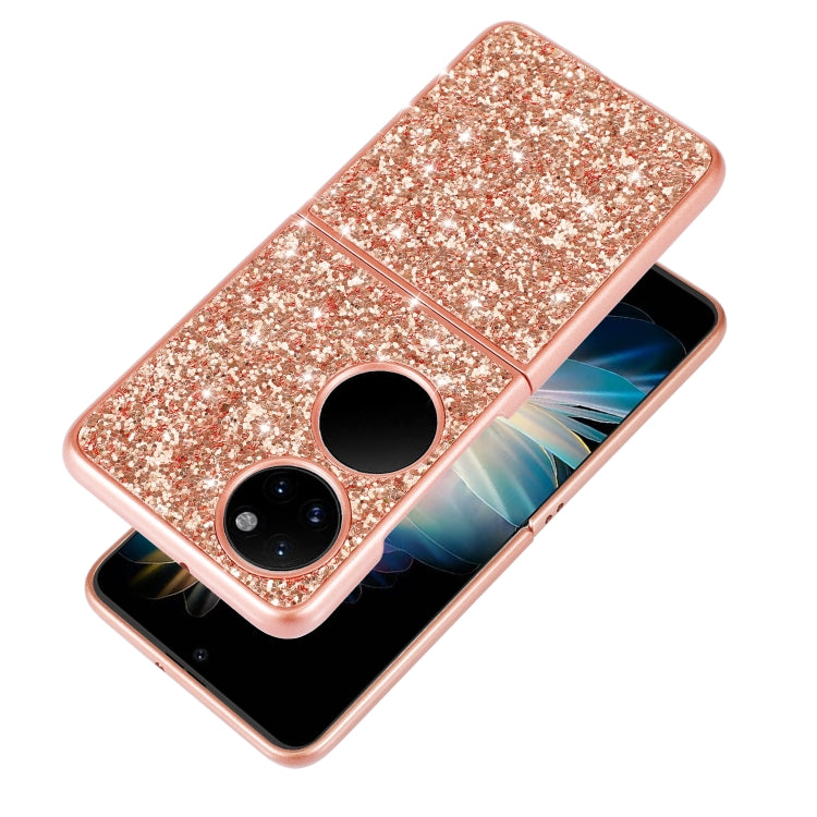For Huawei P50 Pocket Glitter Powder Shockproof TPU Folding Phone Case(Black) Eurekaonline