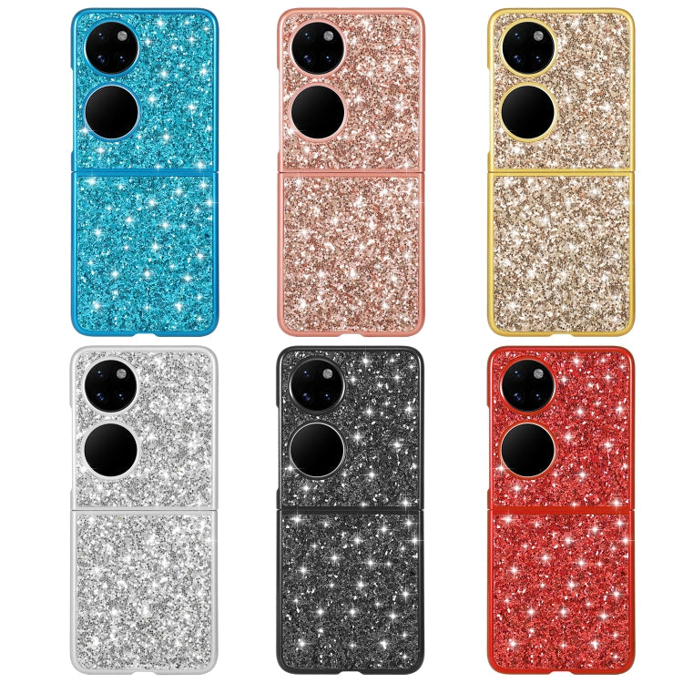 For Huawei P50 Pocket Glitter Powder Shockproof TPU Folding Phone Case(Black) Eurekaonline