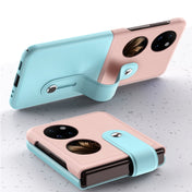 For Huawei P50 Pocket Skin Contrast Wristband Holder Folding Phone Case(Dark Blue + Black) Eurekaonline