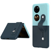 For Huawei P50 Pocket Skin Contrast Wristband Holder Folding Phone Case(Ice Blue + Dark Blue) Eurekaonline