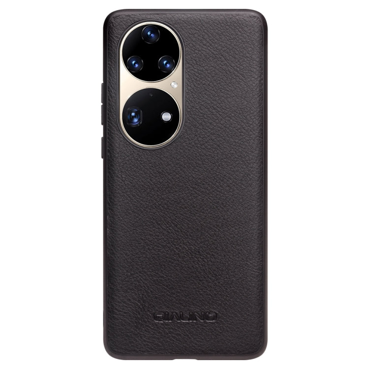 For Huawei P50 Pro QIALINO Cowhide Texture Genuine Leather Phone Case(Black) Eurekaonline