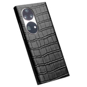 For Huawei P50 Pro QIALINO Crocodile Pattern Side Window View Genuine Leather Phone Case(Black) Eurekaonline