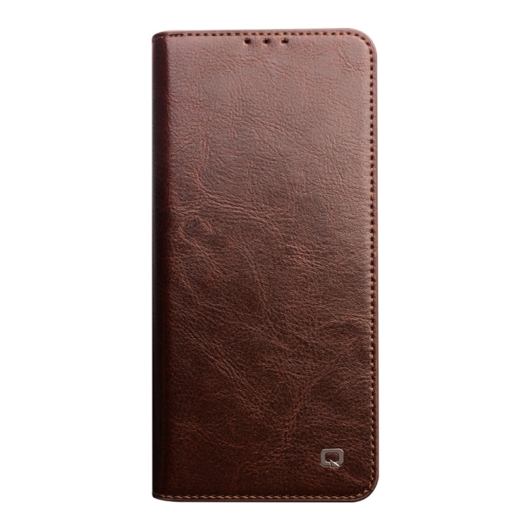 For Huawei P50 Pro QIALINO Genuine Leather Phone Case(Brown) Eurekaonline