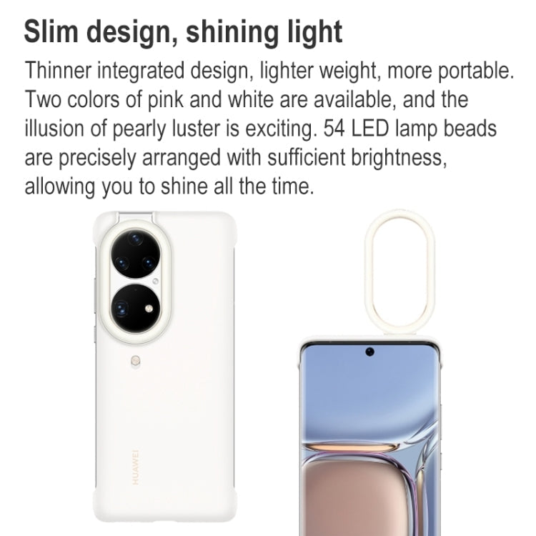 For Huawei P50 Pro Ring Flash Protective Case Selfie Beauty Ring Fill Light Case(White) Eurekaonline