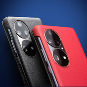 For Huawei P50 QIALINO Genuine Leather Side Window View Smart Phone Case(Black) Eurekaonline