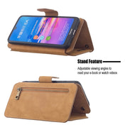 For Huawei Y6 (2019) Detachable Frosted Magnetic Horizontal Flip Leather Case with Card Slots & Holder & Zipper Wallet & Photo Frame(Brown) Eurekaonline
