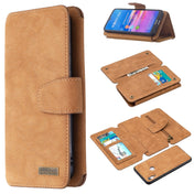 For Huawei Y6 (2019) Detachable Frosted Magnetic Horizontal Flip Leather Case with Card Slots & Holder & Zipper Wallet & Photo Frame(Brown) Eurekaonline