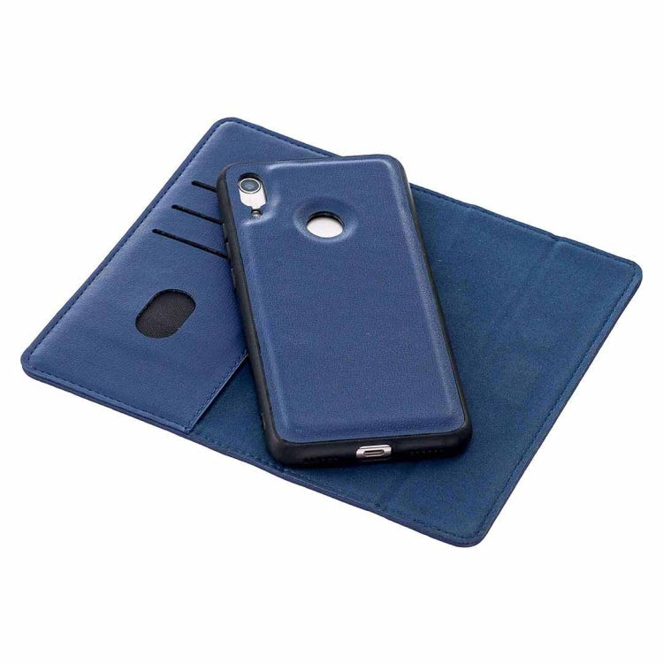 For Huawei Y6 (2019) / Honor 8A 2 in 1 Detachable Magnetic Horizontal Flip Genuine Leather Case with Holder & Card Slots & Wallet(Blue) Eurekaonline
