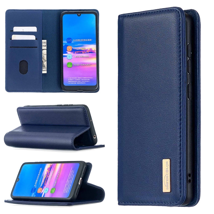  Honor 8A 2 in 1 Detachable Magnetic Horizontal Flip Genuine Leather Case with Holder & Card Slots & Wallet(Blue) Eurekaonline