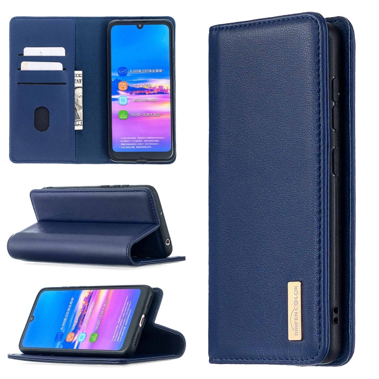 For Huawei Y6 (2019) / Honor 8A 2 in 1 Detachable Magnetic Horizontal Flip Genuine Leather Case with Holder & Card Slots & Wallet(Blue) Eurekaonline