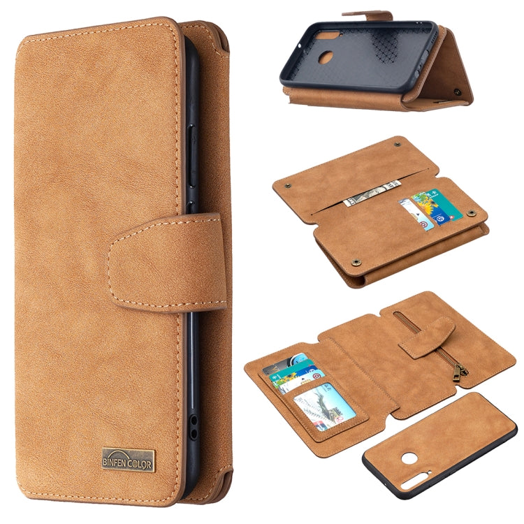  P40 Lite E Detachable Frosted Magnetic Horizontal Flip Leather Case with Card Slots & Holder & Zipper Wallet & Photo Frame(Brown) Eurekaonline