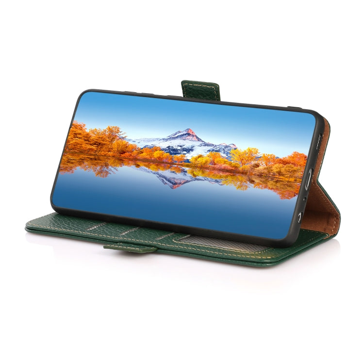 For Huawei nova Y90 / Enjoy 50 Pro KHAZNEH Litchi Texture RFID Genuine Leather Phone Case(Green) Eurekaonline