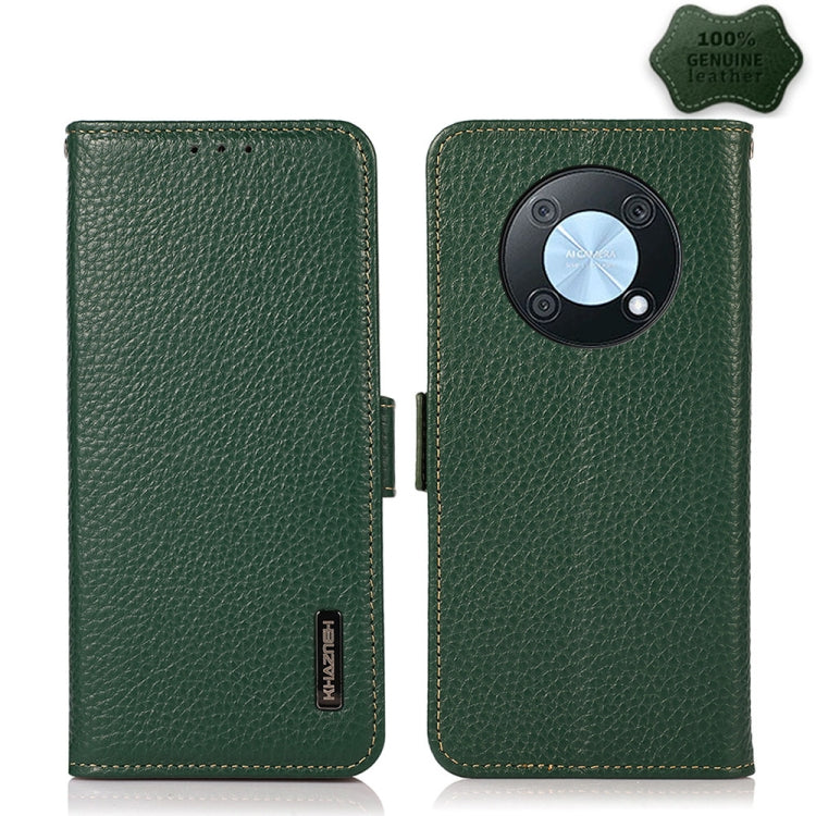  Enjoy 50 Pro KHAZNEH Litchi Texture RFID Genuine Leather Phone Case(Green) Eurekaonline