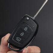 For Hyundai 3-button Folding Car Key Shell with Silver Metal Edge Eurekaonline