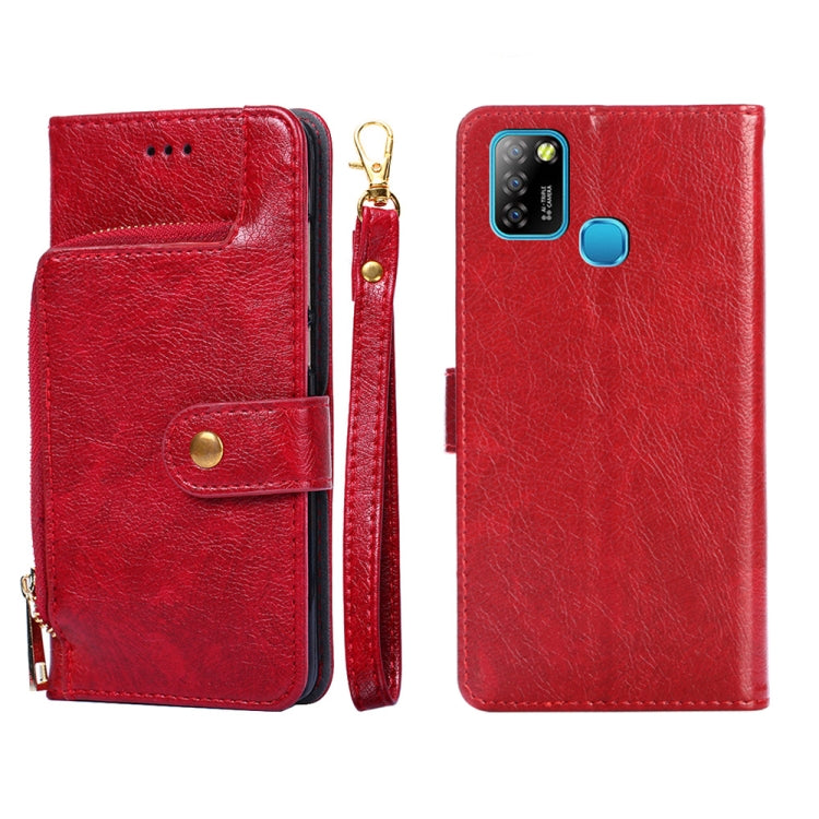 For Infinix Hot 10 Lite/Smart 5 Zipper Bag Leather Phone Case(Red) Eurekaonline