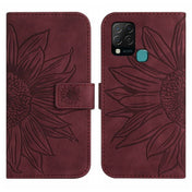 For Infinix Hot 10S / 10S NFC Skin Feel Sun Flower Pattern Flip Leather Phone Case with Lanyard(Wine Red) Eurekaonline