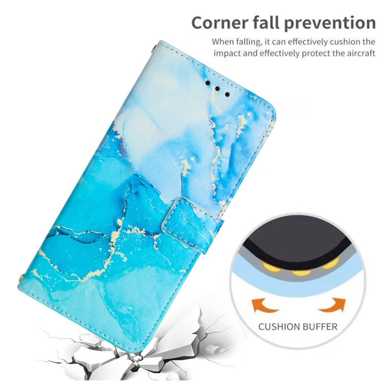 For Infinix Hot 11 Play/Hot 10 Play/Hot 9 Play Crossbody Painted Marble Pattern Leather Phone Case(Blue Green) Eurekaonline