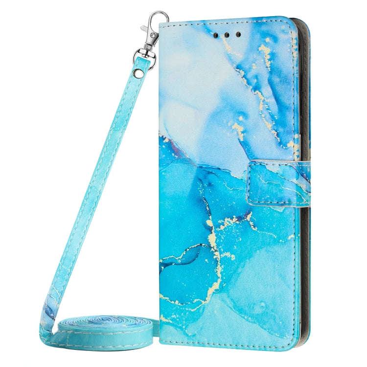 For Infinix Hot 11s NFC Crossbody Painted Marble Pattern Leather Phone Case(Blue Green) Eurekaonline