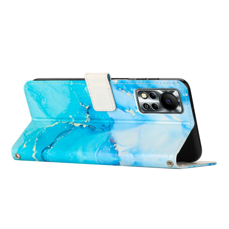 For Infinix Hot 11s NFC Crossbody Painted Marble Pattern Leather Phone Case(Blue Green) Eurekaonline