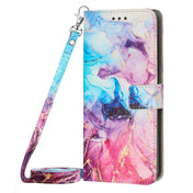 For Infinix Hot 12 Play Crossbody Painted Marble Pattern Leather Phone Case(Pink Purple) Eurekaonline