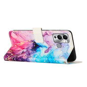 For Infinix Hot 12 Play Crossbody Painted Marble Pattern Leather Phone Case(Pink Purple) Eurekaonline
