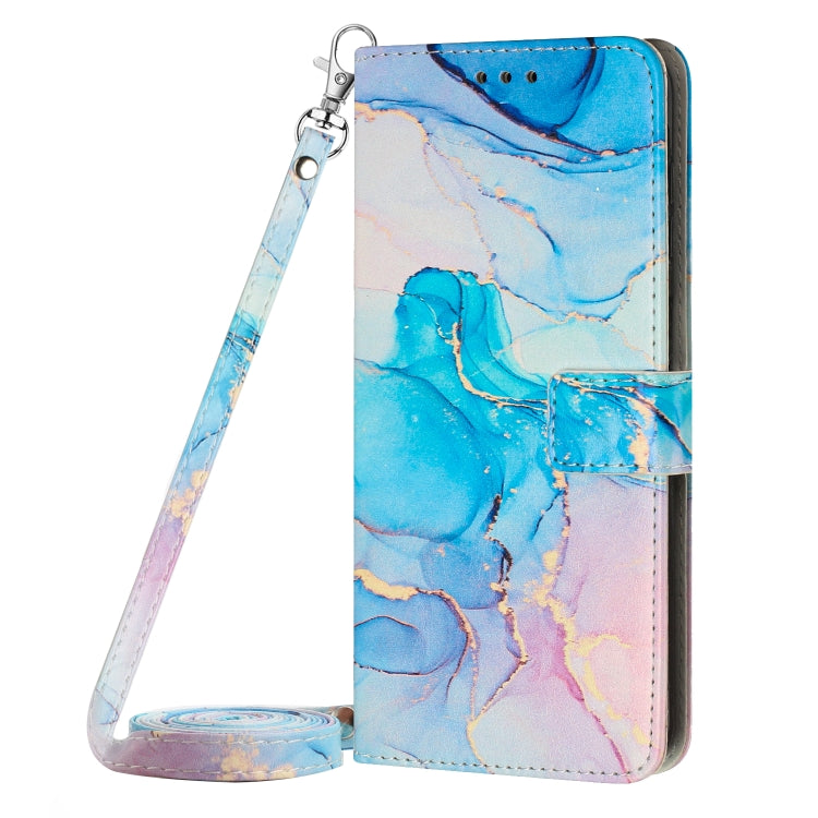 For Infinix Hot 12i Crossbody Painted Marble Pattern Leather Phone Case(Pink Green) Eurekaonline