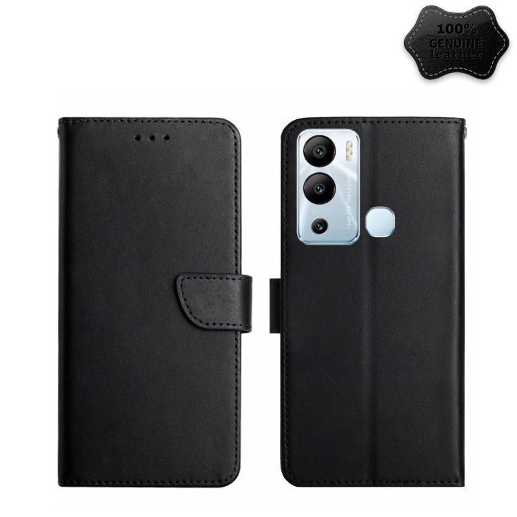 For Infinix Hot 12i Genuine Leather Fingerprint-proof Horizontal Flip Phone Case(Black) Eurekaonline