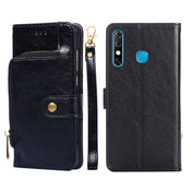 For Infinix Hot 8/Hot 8 Lite/X650/X650B/Tecon Camon 12 Zipper Bag Leather Phone Case(Black) Eurekaonline