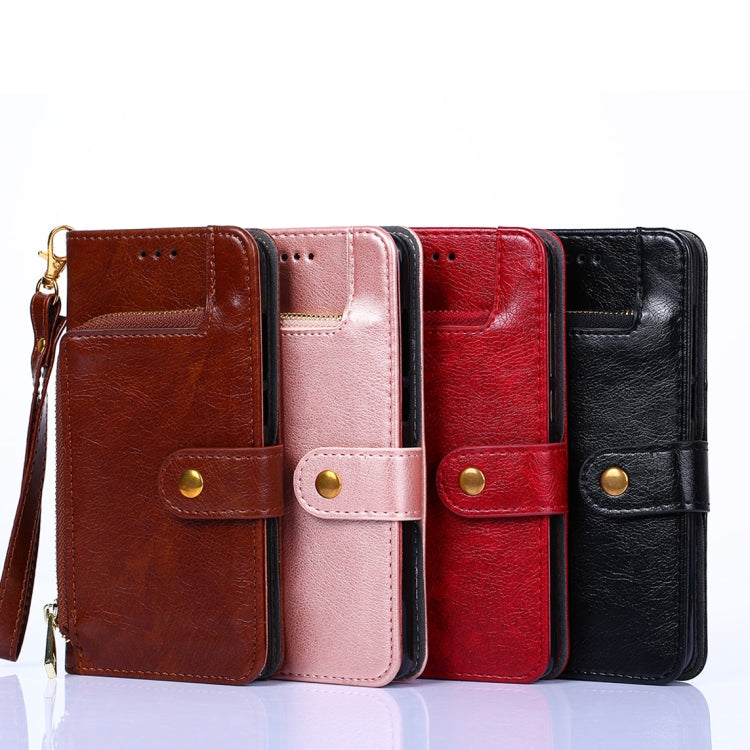 For Infinix Hot 8/Hot 8 Lite/X650/X650B/Tecon Camon 12 Zipper Bag Leather Phone Case(Brown) Eurekaonline