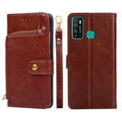 For Infinix Hot 9/Note 7 Lite/X655C Zipper Bag Leather Phone Case(Brown) Eurekaonline